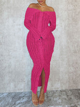 Off-Shoulder Button-Front Ruched Dress--Clearance